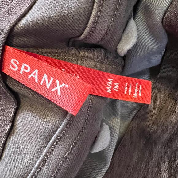 SPANX Pants Womens Medium Stretch Twill Cropped Wide Leg Khaki 20312R ** - Picture 6 of 13